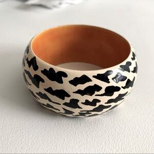 Vintage Wood Zebra Bangle Bracelet